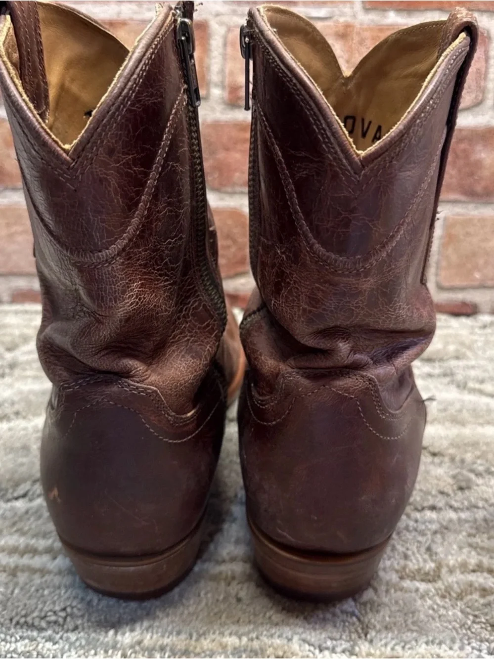 TECOVAS Dean  10 EE Men Cowboy Brown Western Zip Slim Ranchwear Roper W/ Zipper